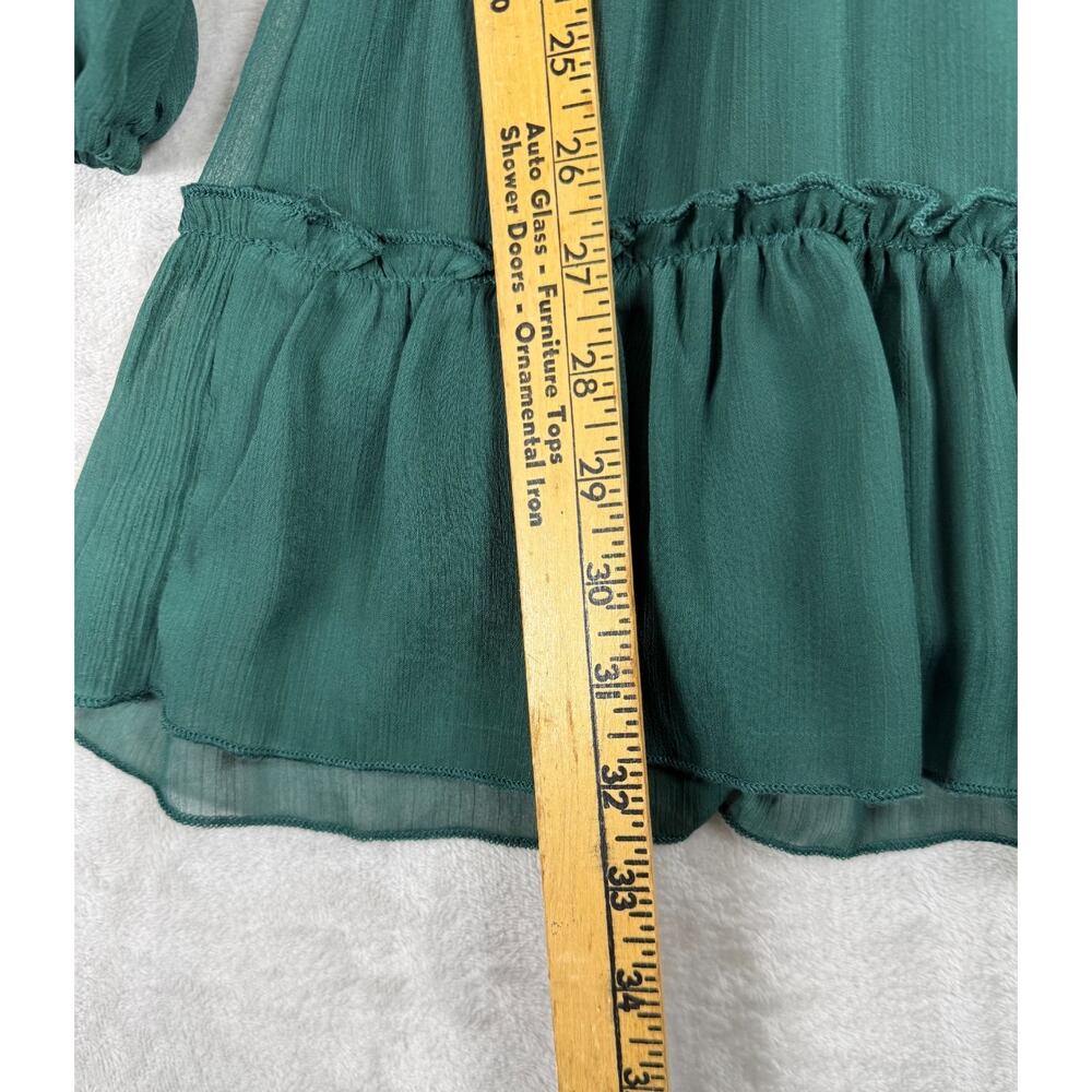 Women's Milkmaid Green Babydoll Mini Dress Cottagecore Puff Sleeve Medium M - Picture 6 of 9